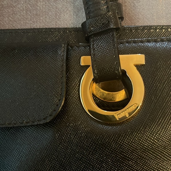 Vintage Ferragamo Black Leather Tote Bag - Picture 3 of 6